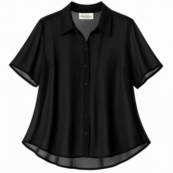 Plus Size Black Sheer Button Down Blouse w/ Satin Tank 18W 20W over size tunic - Picture 3 of 16